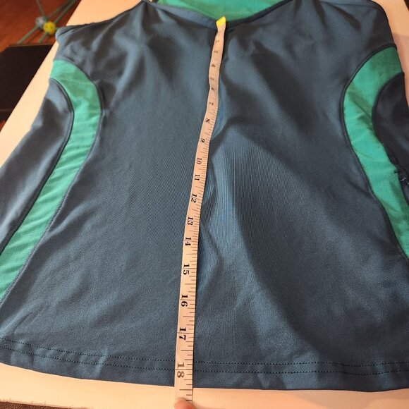 North Face Athletic Tank Top Teal Blue Zip Pocket Racerback Built in Bra - Picture 4 of 9